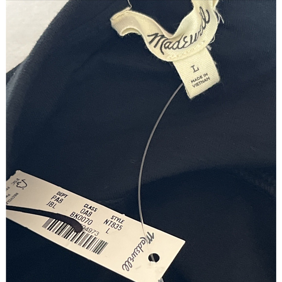 Madewell Jersey Asymmetrical Seam Midi Skirt Size Large Black Pull On Stretch - Picture 5 of 7